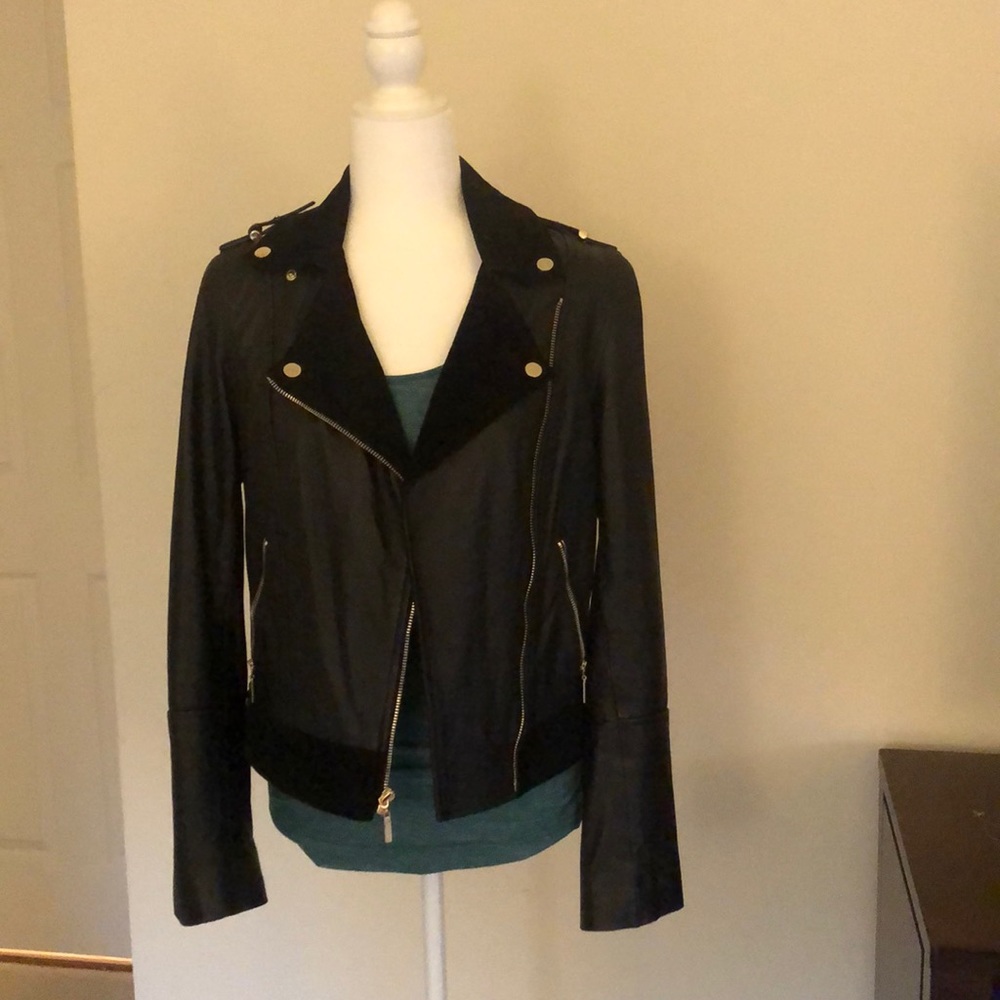 Guess by Marciano black leather moto motorcycle jacket 6